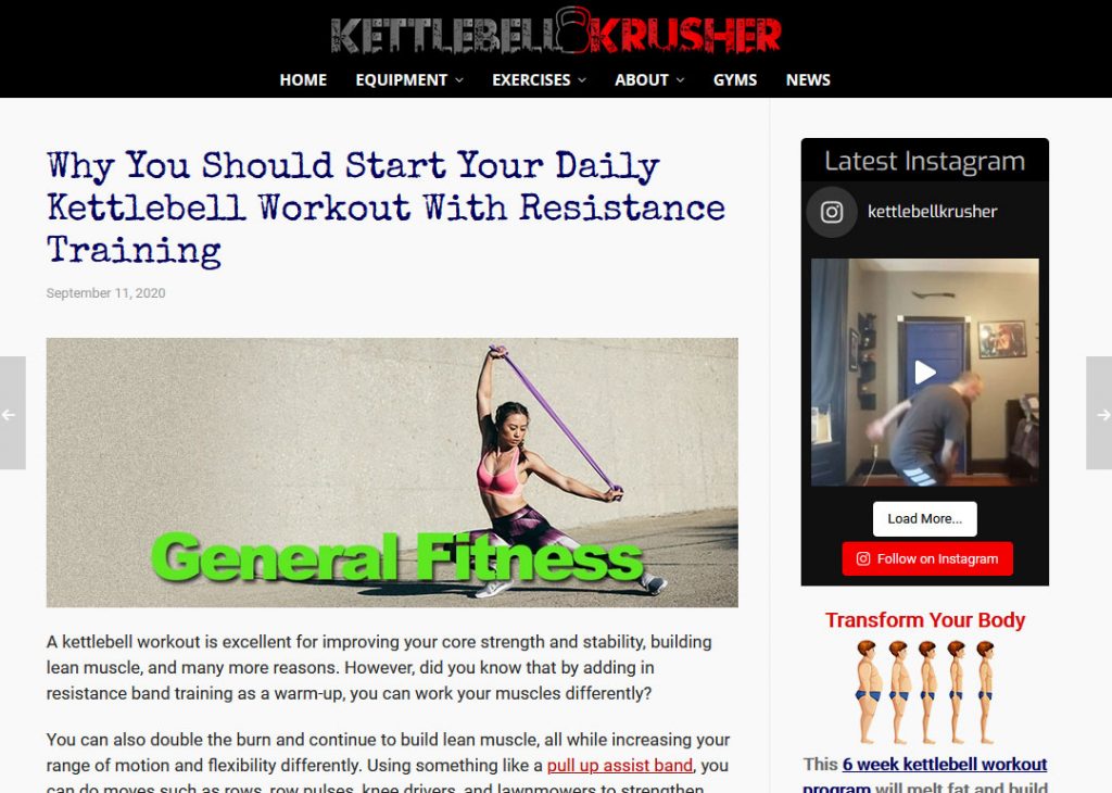 Kettlebells Niche Website