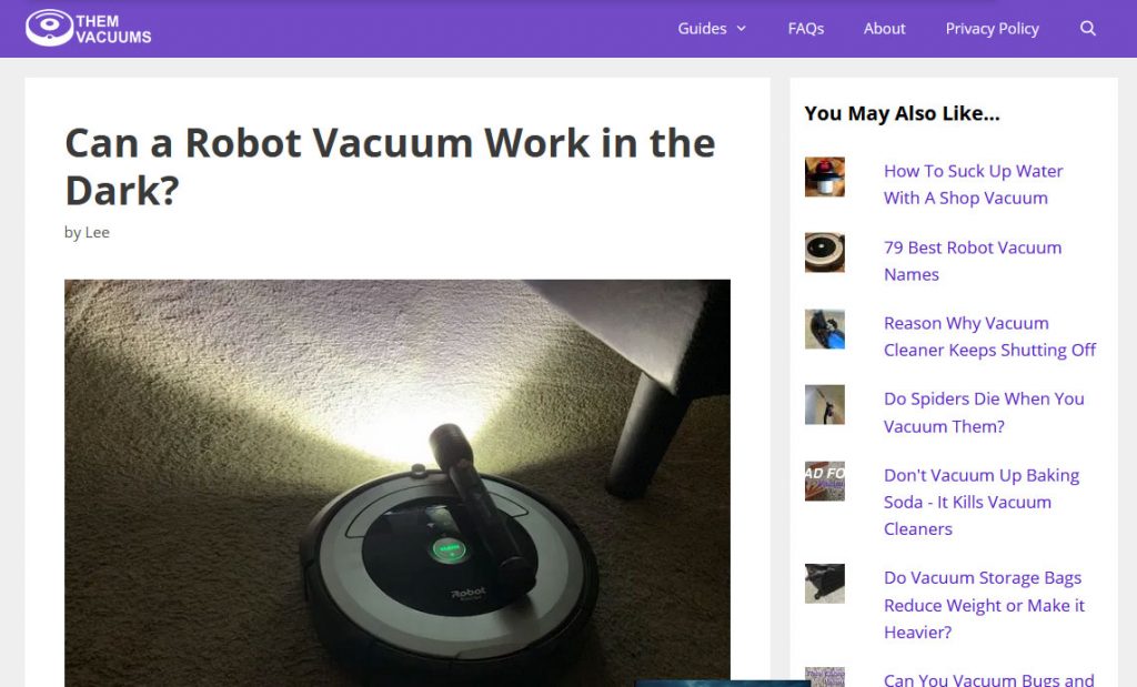 Robot Vacuum Niche Affiliate Website Example