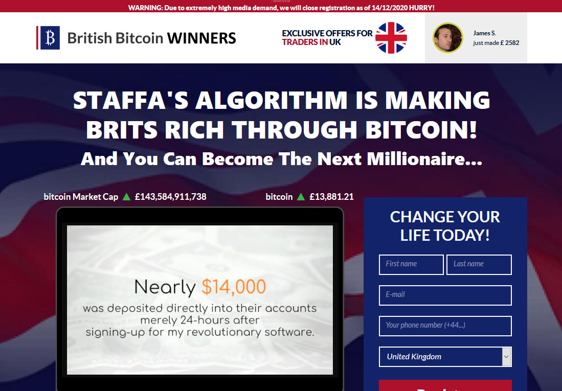 British Bitcoin Winners Website Screenshot