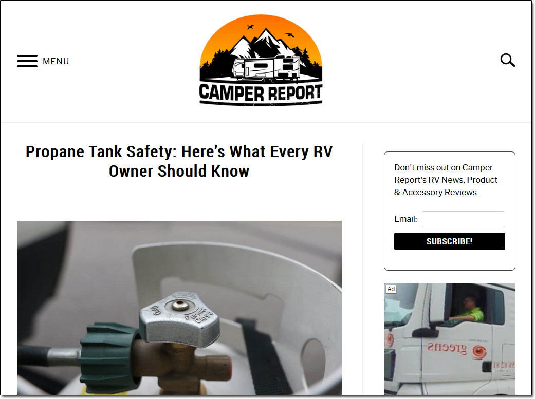 Camper Report Website Screenshot