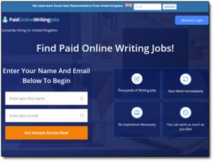 Paid Online Writing Jobs Website Screenshot