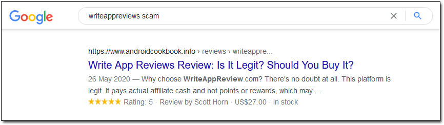 Write App Reviews Scam Result