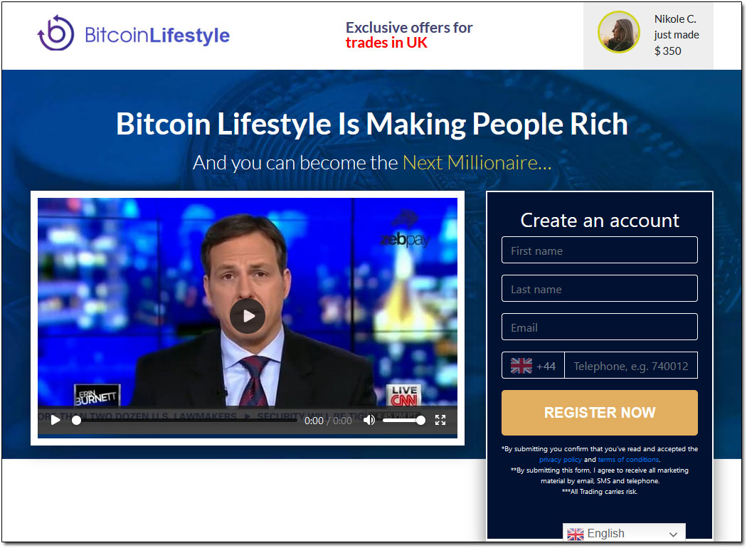 Bitcoin Lifestyle App Website Screenshot