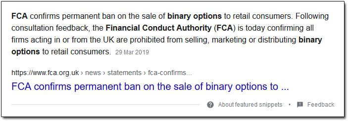 FCA Binary Options Ban