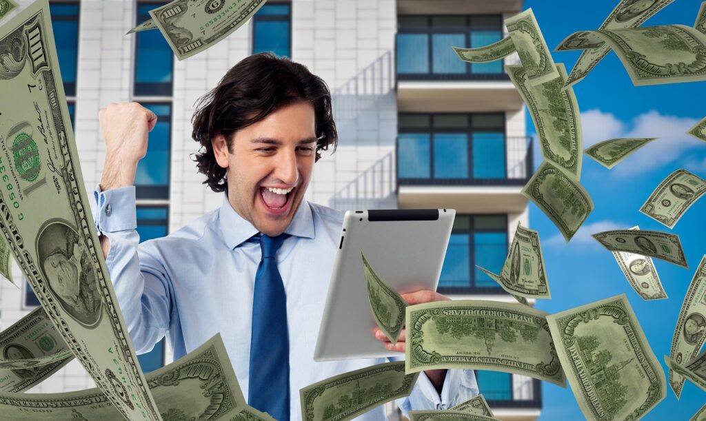 Man making money from his computer