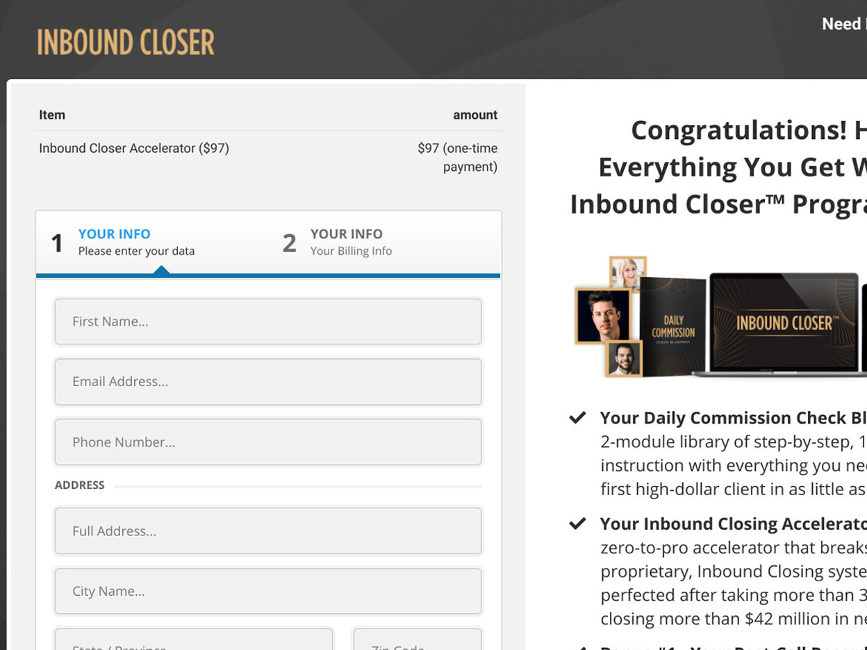 Inbound Closer Website Screenshot