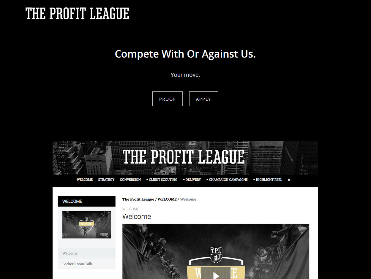 The Profit League Website Screenshot
