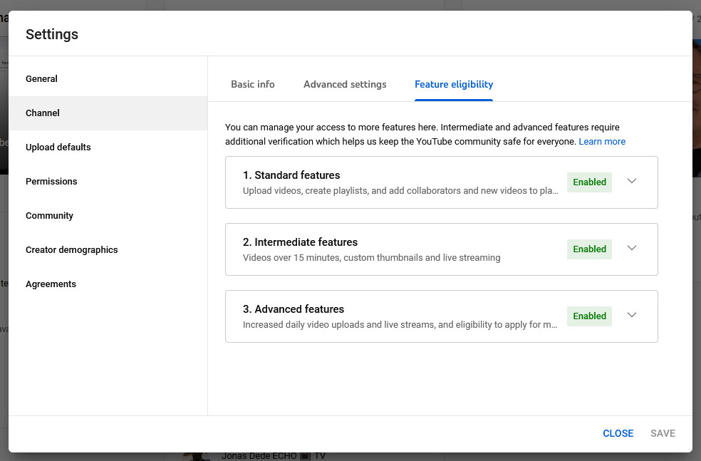 YouTube Feature Eligiblity