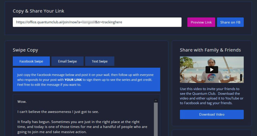 Quantum Club Share Links